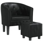 Vidaxl chaise cabriolet avec repose - pied noir similicuir