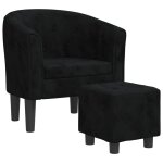 Vidaxl fauteuil avec repose - pied noir velours Vidaxl fauteuil avec repose - pied noir velours