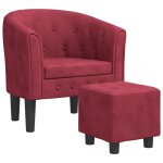 Vidaxl fauteuil avec repose - pied rouge bordeaux velours Vidaxl fauteuil avec repose - pied rouge bordeaux velours