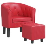 Vidaxl chaise cabriolet avec repose - pied rouge similicuir