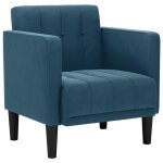 Vidaxl fauteuil canap� avec accoudoirs velours bleu 53 cm