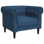 Vidaxl fauteuil chesterfield bleu tissu