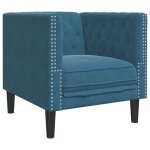 Vidaxl fauteuil chesterfield bleu velours