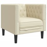 Vidaxl fauteuil chesterfield cr�me similicuir