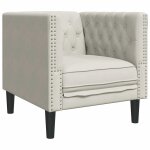Vidaxl fauteuil chesterfield cr�me velours