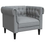 Vidaxl fauteuil chesterfield gris clair tissu