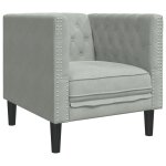 Vidaxl fauteuil chesterfield gris clair velours
