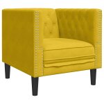 Vidaxl fauteuil chesterfield jaune velours