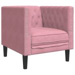 Vidaxl fauteuil chesterfield rose velours