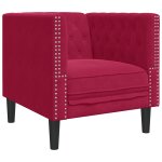 Vidaxl fauteuil chesterfield rouge bordeaux velours