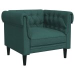 Vidaxl fauteuil chesterfield vert fonc� tissu