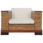 Vidaxl fauteuil avec coussins marron rotin naturel