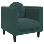 Vidaxl fauteuil avec coussin vert fonc� velours