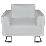 Vidaxl fauteuil cube avec pieds chroms blanc similicuir