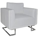 Vidaxl fauteuil cube avec pieds chroms blanc similicuir