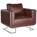 Vidaxl fauteuil cube avec pieds chrom�s marron similicuir