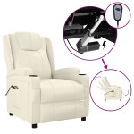 Vidaxl fauteuil �lectrique de massage cr�me blanc similicuir