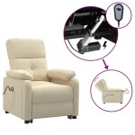 Vidaxl fauteuil lectrique de massage crme tissu