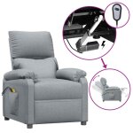 Vidaxl fauteuil �lectrique de massage gris clair tissu