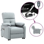 Vidaxl fauteuil lectrique de massage gris clair tissu