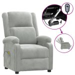 Vidaxl fauteuil �lectrique de massage gris clair velours