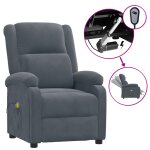 Vidaxl fauteuil �lectrique de massage gris fonc� velours