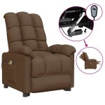 Vidaxl fauteuil �lectrique de massage marron tissu