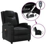 Vidaxl fauteuil �lectrique de massage noir similicuir