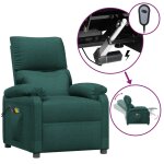 Vidaxl fauteuil lectrique de massage vert fonc tissu