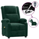 Vidaxl fauteuil �lectrique de massage vert fonc� velours