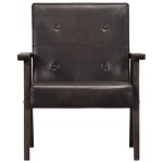 Vidaxl fauteuil gris cuir vritable