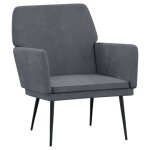 Vidaxl fauteuil gris fonc 62x79x79 cm velours