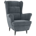 Vidaxl fauteuil gris fonc� velours