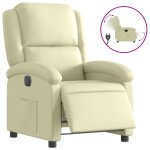 Vidaxl fauteuil inclinable �lectrique cr�me cuir v�ritable