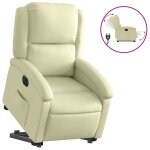 Vidaxl fauteuil inclinable �lectrique cr�me cuir v�ritable