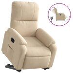 Vidaxl fauteuil inclinable �lectrique cr�me tissu microfibre