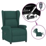 Vidaxl fauteuil inclinable électrique à oreilles vert foncé tissu Vidaxl fauteuil inclinable électrique à oreilles vert foncé tissu