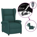 Vidaxl fauteuil inclinable �lectrique � oreilles vert fonc� tissu