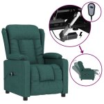 Vidaxl fauteuil inclinable �lectrique vert fonc� tissu