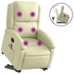 Vidaxl fauteuil inclinable de massage cr�me cuir v�ritable