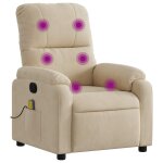 Vidaxl fauteuil inclinable de massage cr�me tissu microfibre