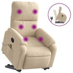 Vidaxl fauteuil inclinable de massage cr�me tissu microfibre