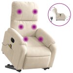 Vidaxl fauteuil inclinable de massage �lectrique beige microfibres