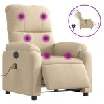 Vidaxl fauteuil inclinable de massage �lectrique cr�me