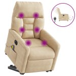 Vidaxl fauteuil inclinable de massage �lectrique cr�me