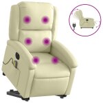 Vidaxl fauteuil inclinable de massage �lectrique cr�me cuir v�ritable