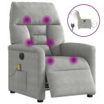 Vidaxl fauteuil inclinable de massage �lectrique gris clair