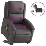 Vidaxl fauteuil inclinable de massage �lectrique gris cuir v�ritable