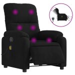 Vidaxl fauteuil inclinable de massage �lectrique noir tissu microfibre