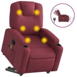 Vidaxl fauteuil inclinable de massage lectrique rouge bordeaux tissu